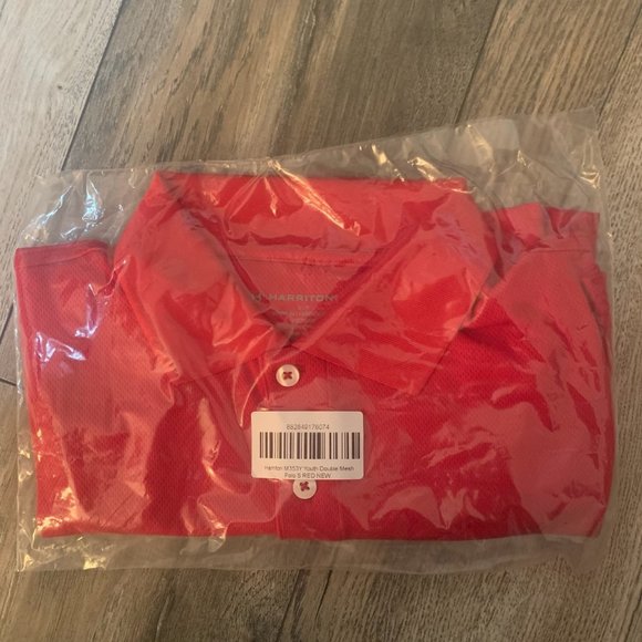 NWT HARRITON YOUTH DOUBLE MESH POLO RED SMALL - Picture 5 of 10